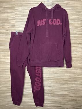 God Is Dope Just God Unisex Hoodie Set 30” Inseam Burgundy Sz L